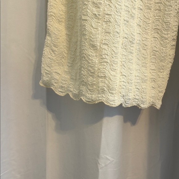 H&M Divided Cream Wide Leg Cropped Pants Crepe Textured Scallop Hem Women’s XXL - Picture 4 of 5